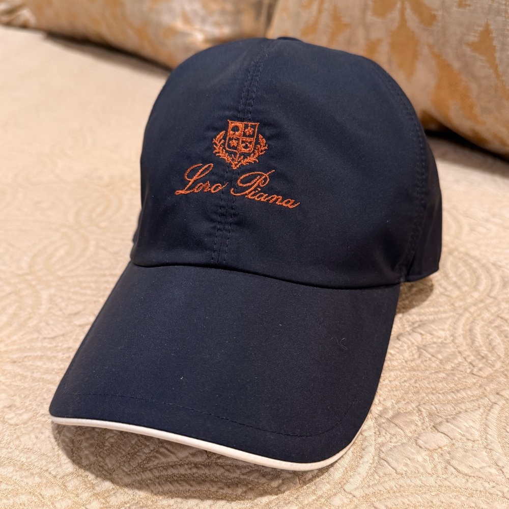 Loro Piana Dark Blue Cap with Orange Logo